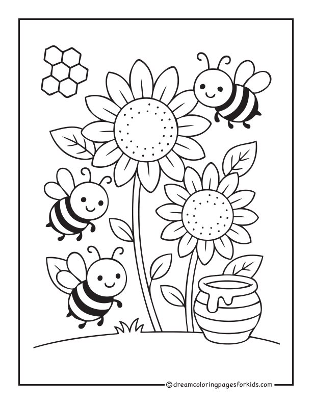 Happy Bees & Sunny Sunflowers